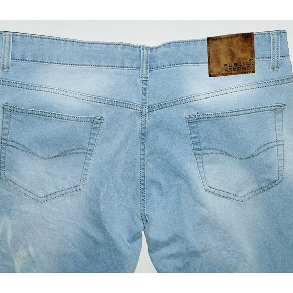 Men's Public Record Denim Stretch Slim Fit Jeans Light Wash Size 36Wx32L - Picture 7 of 9